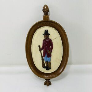 Vtg Syroco Wall Plaque Puritan Man Oval Molded Embossed Military Soldier Hang